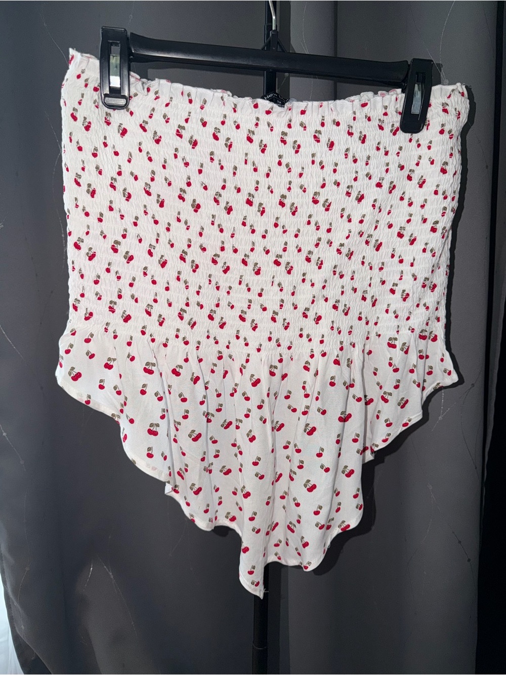 New Look White Cherry Print Smocked Tank Top